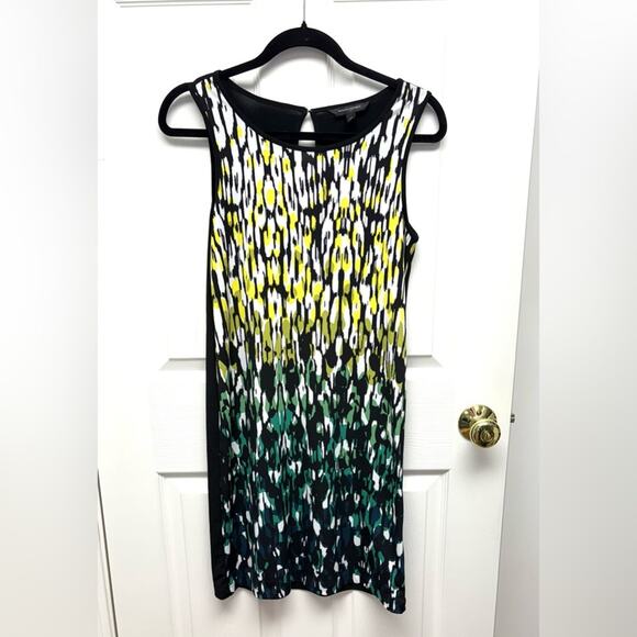 Banana Republic Dress, Black, Yellow, White, and Green Patterned Shift, Size XS - Picture 1 of 7